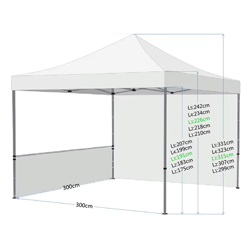 MH Promocijski šotor 3x3m - dimenzije