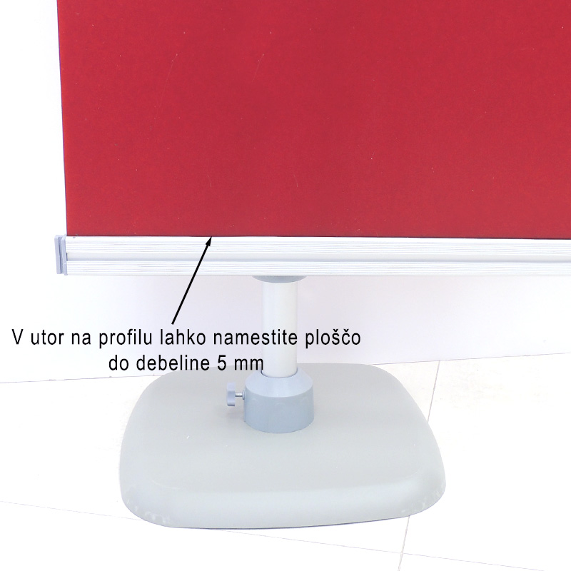 Modularna stena - MH Quick display (možnost pritrditve plošče v horizontalno palico in drsnim elementom - pogled od spredaj)
