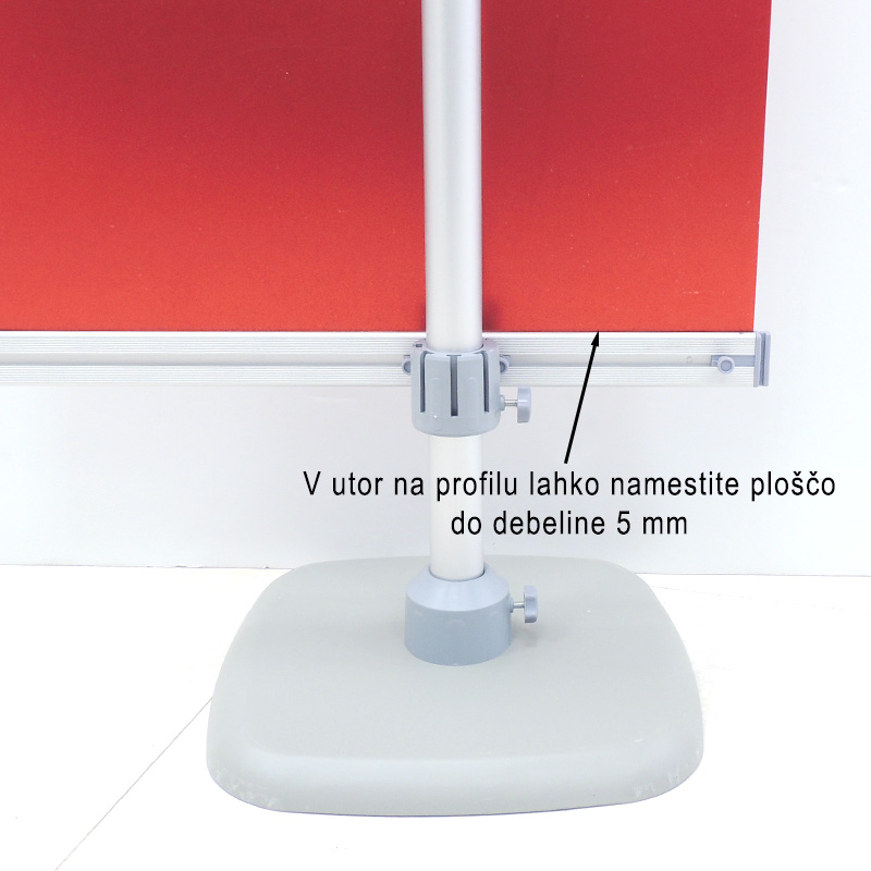 Modularna stena - MH Quick display (možnost pritrditve plošče v horizontalno palico in drsnim elementom - pogled od zadaj)