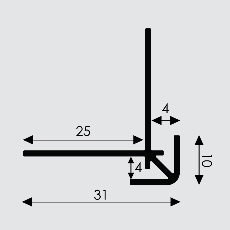 Aluminijasti robni profili (134226) - Kotni zunanji alu profil 4 mm