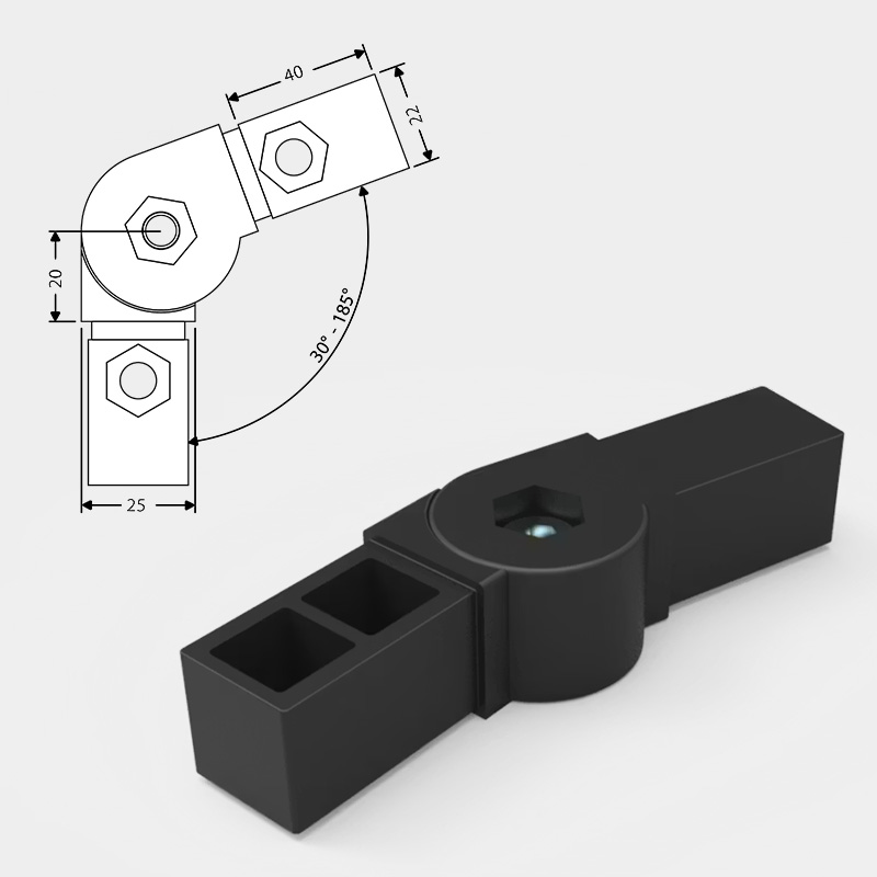 SquareFix elementi - Dvostrani element 180° z nastavitvijo kota (167222)