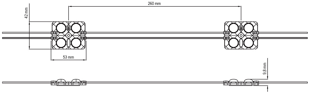 Led modul MN BackLight 4LED - dimenzije