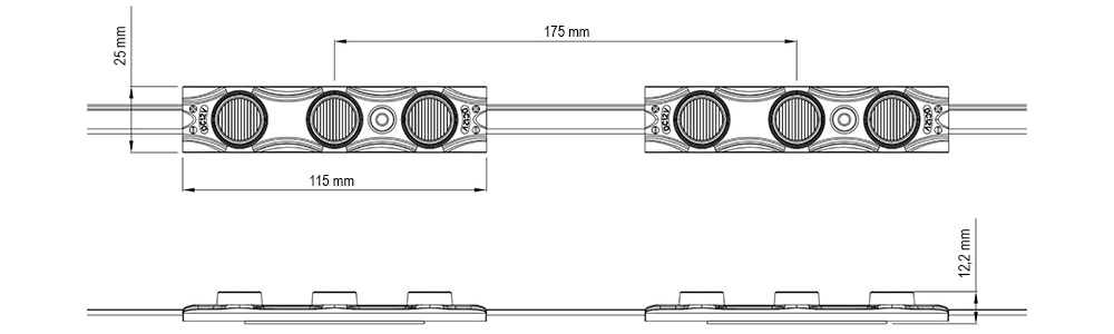 Led modul MN EdgeLight 3LED - dimenzije
