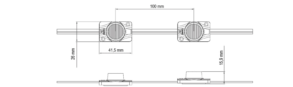 Led modul MN EdgeLight RGB 1LED - dimenzije