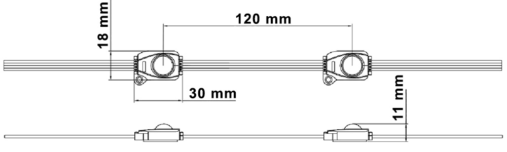 LED moduli MN BackLight RGB 1LED - dimenzije