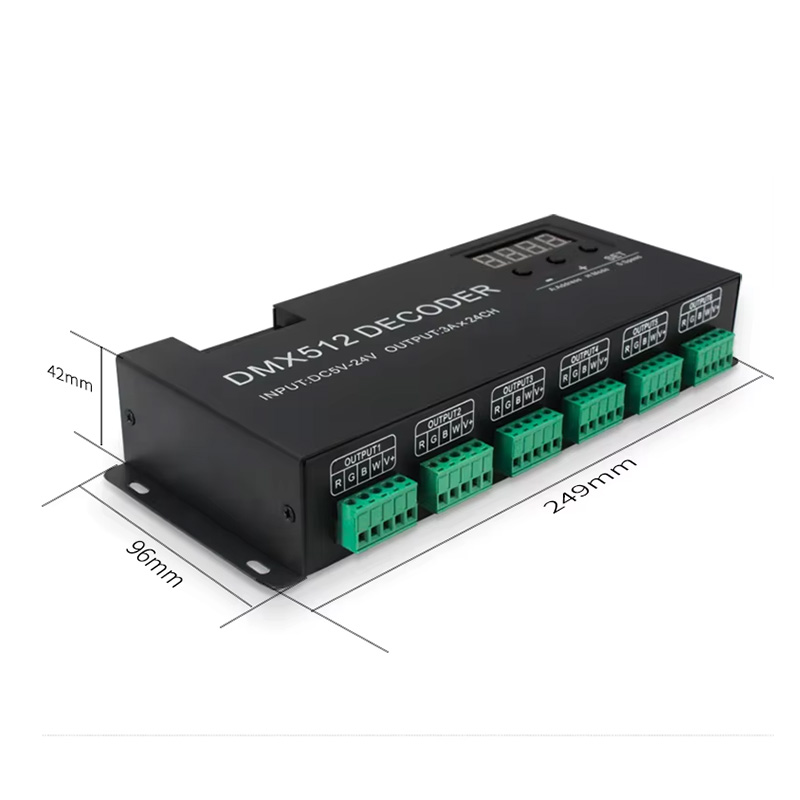 DMX 24 kanalni (RGBW) dekoder - dimenzije