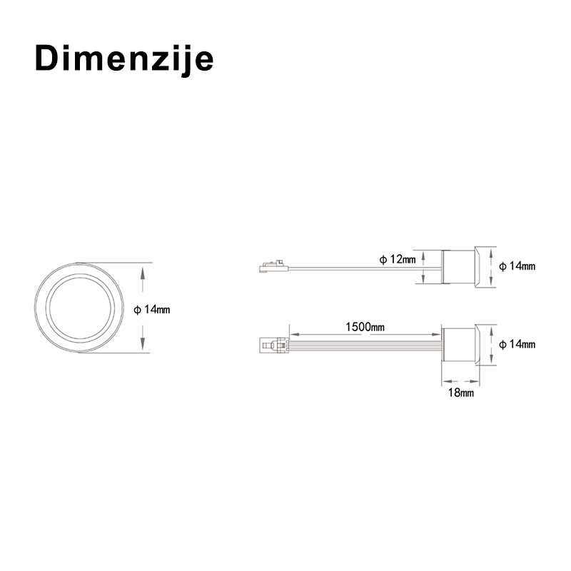 JL300B-IRSW IR senzor LED za centralno upravljanje - dimenzije