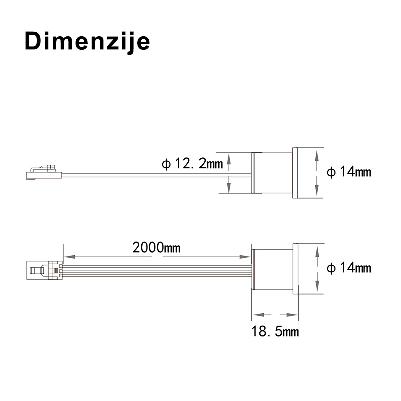 JL320A-IRSHW IR senzor LED za centralno upravljanje, na premik roke, 12-24V - dimenzije