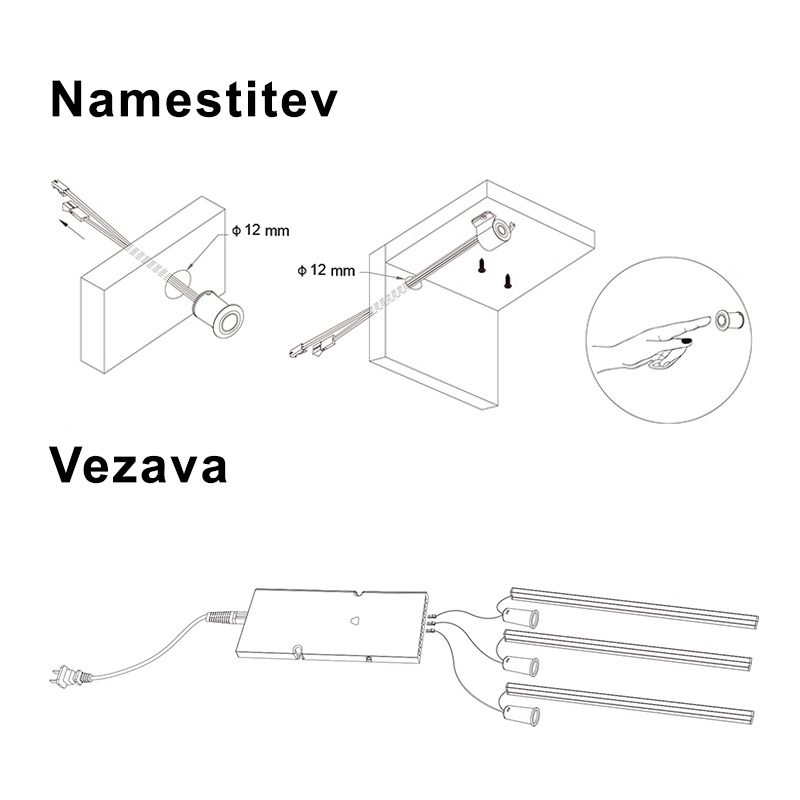 LED senzorji JL39A-TD Senzor na dotik/dimmer - namestitev in vezava