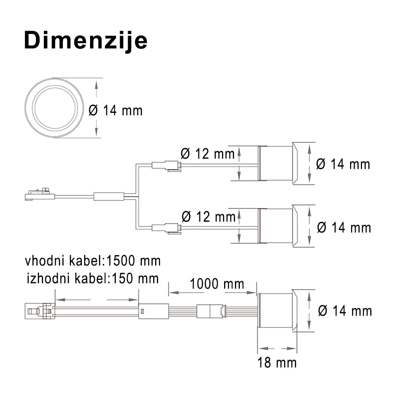 LED senzorji JL39D-IRSW-DD IR dvojni vratni senzor - dimezije